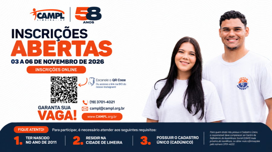 CAMPL Patrulheiro abre inscrições para adolescentes nascidos em 2011 em Limeira
